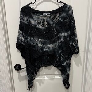 Tempo Paris Black and Gray Lace Blouse